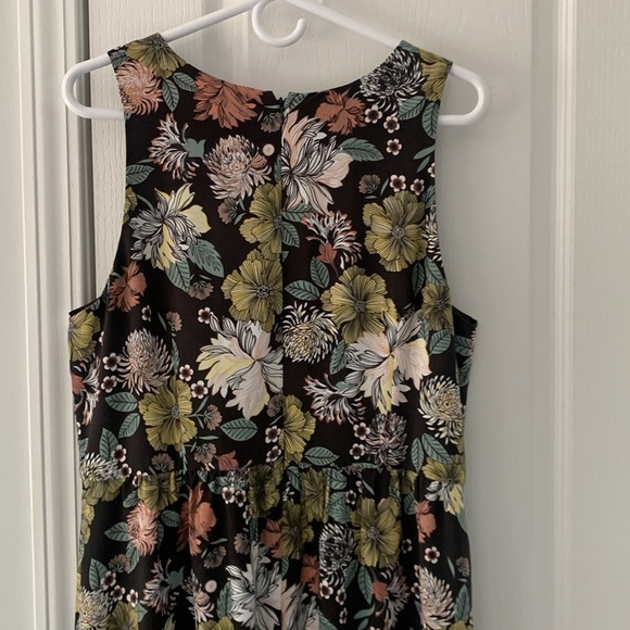 LOFT Floral Boho Maxi Column DRESS size 14 summer vacation travel brown cottage - Picture 7 of 12